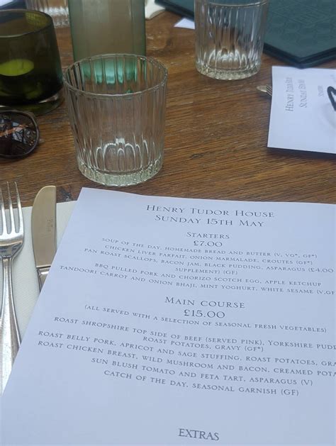 henry tudor inn menu